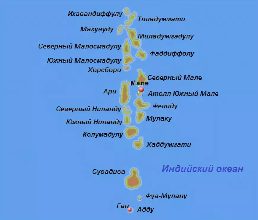 Мальдивские острова на карте